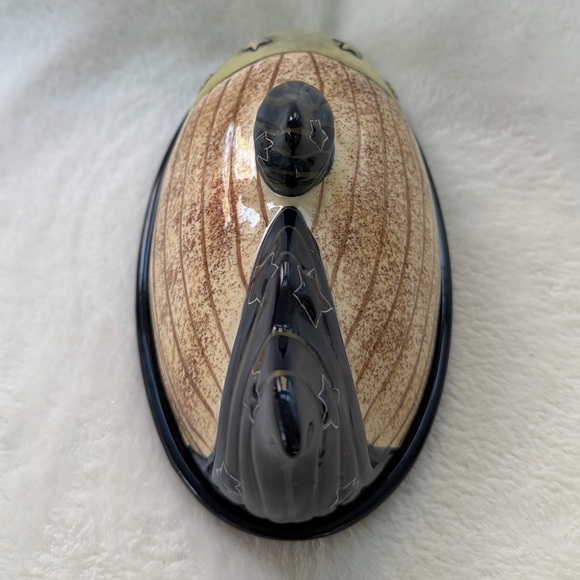 RARE Carol Endres Stars Stripes Fish Lidded Butter Dish Ceramic Folk Art - Picture 8 of 15